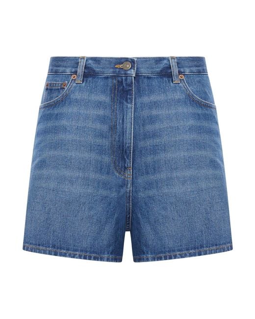 Valentino Garavani Blue Solid Denim Shorts