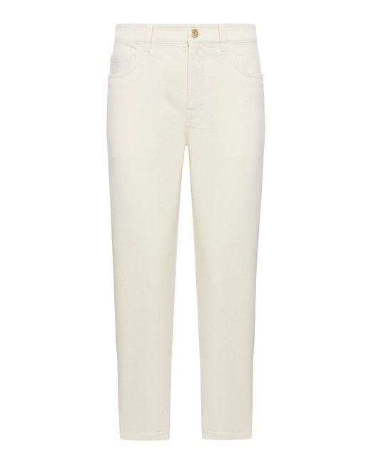 Brunello Cucinelli White High-waisted Tapered Jeans