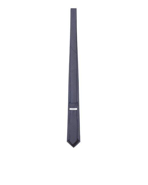 Lardini White Micro-Patterned Silk Tie for men