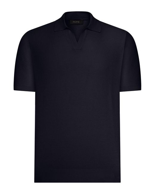 Nome G Blue Short-Sleeved Silk And Cotton Polo Shirt for men