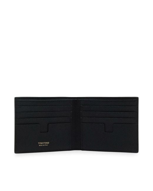 Tom Ford Black Classic Small Grain Leather Card Holder for men
