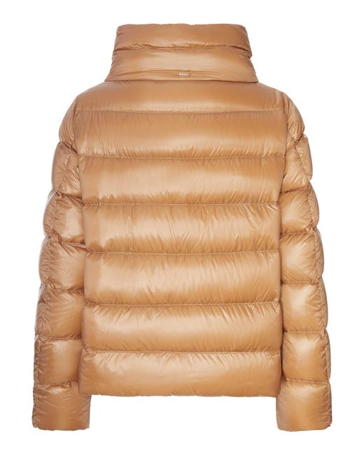 Herno Brown Padded Down Jacket With A Wrap-Around Collar