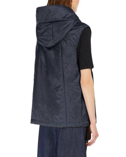Max Mara Blue Padded Vest With Hood