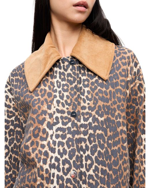 Ganni White Printed Canvas Midi Jacket