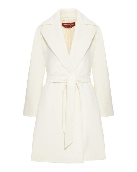 Max Mara White Wool Robe Coat