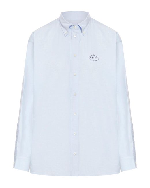 Prada White Shirt Oxford Ricamo