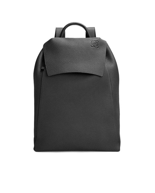Loewe Black Drawstring Backpack In Grained Calfskin for men
