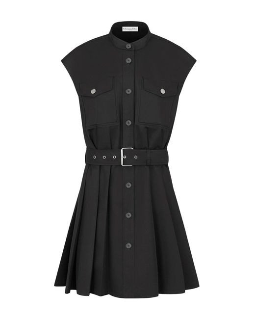 Dior Black Short Dress In Cotton Gabardine