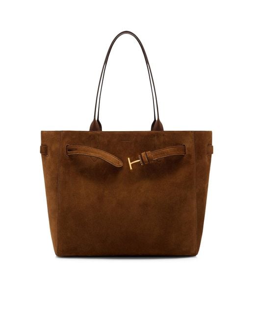 Tom Ford Brown Audrey Medium Suede Bag