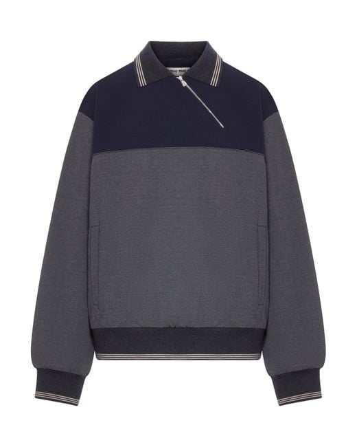 Miu Miu Blue Zip-Up Sweatshirt