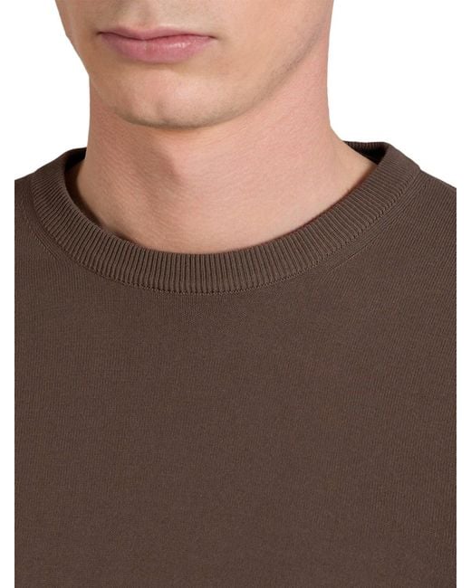 Zanone Brown Slim Fit Crew Neck Sweater for men