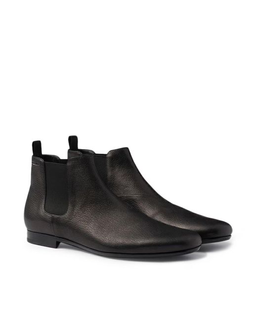 Prada Black Leather Chelsea Boots for men