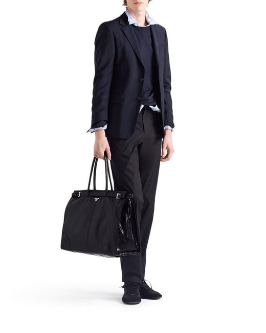 Prada Black Bonnie Leather Shopping Bag for men