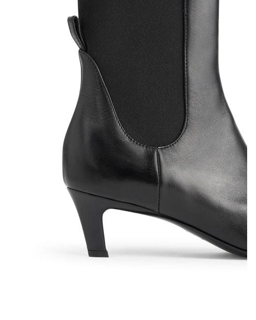 Totême Black Leather Mid-Heel Boots