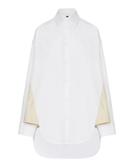 Loewe White X Paula's Ibiza Asymmetric Cotton Poplin Shirt