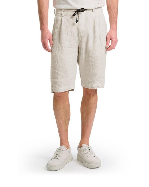 Transit White Linen Bermuda Shorts With Drawstring for men