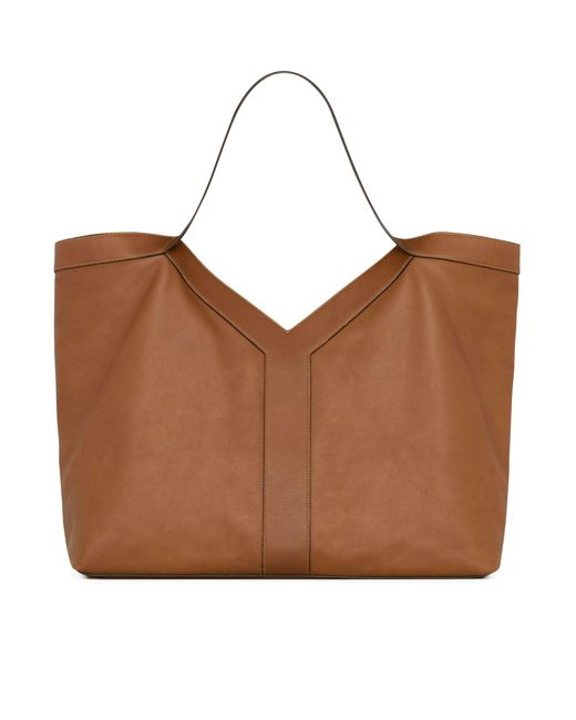 Tote y grande in pelle di Saint Laurent in Brown
