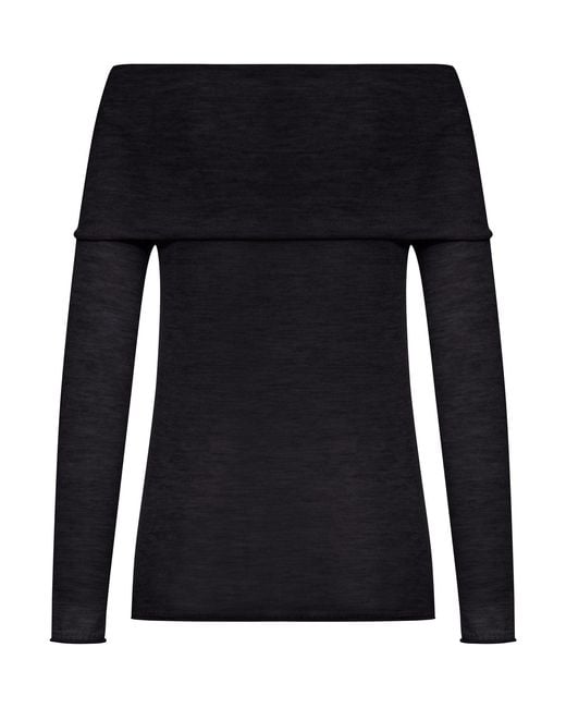 Roberto Collina Black Silk And Cashmere Boat Neck Sweater