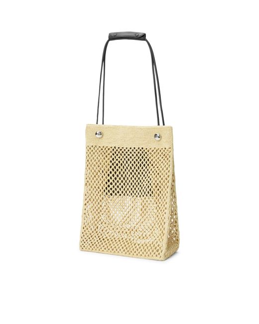 Borsa hobo pebble in rafia di Loewe in Natural