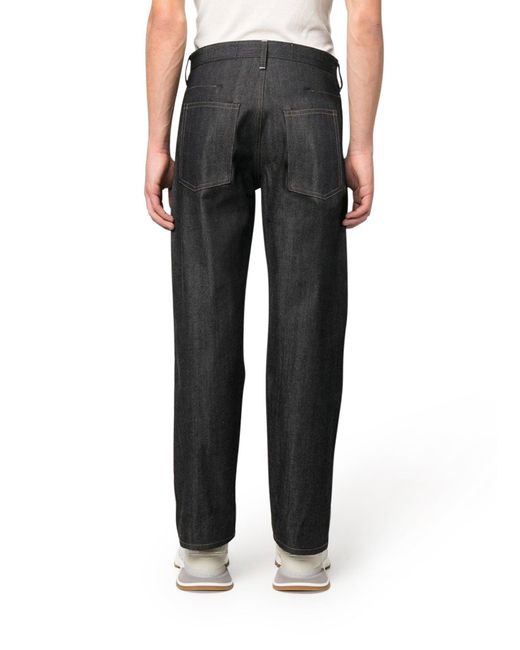 Jeans dritti in cotone di Jil Sander in Black da Uomo