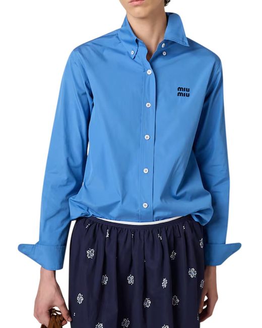 Camicia in cotone di Miu Miu in Blue