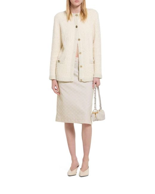 Gucci White Boucle Wool Cardigan