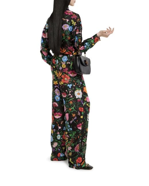 Gucci White Printed Silk Twill Trousers