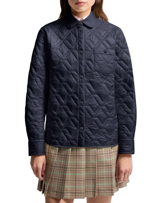 Moncler Blue Diamond Quilted Padded Shirt Jacket