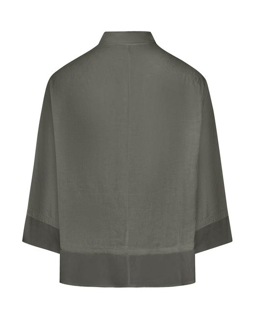 Transit Gray Linen Shirt With Viscose Inserts