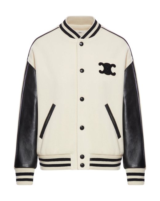 Céline Natural Triomphe Two-Material Teddy Jacket