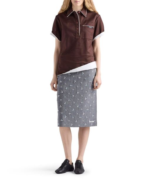 Prada Brown Polo Shirt In Scottish Thread