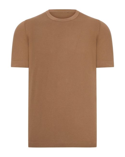 Nome G Brown Short-Sleeved Cotton Knitted T-Shirt for men