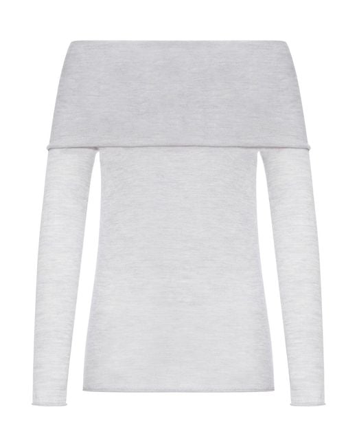 Roberto Collina White Silk And Cashmere Boat Neck Sweater