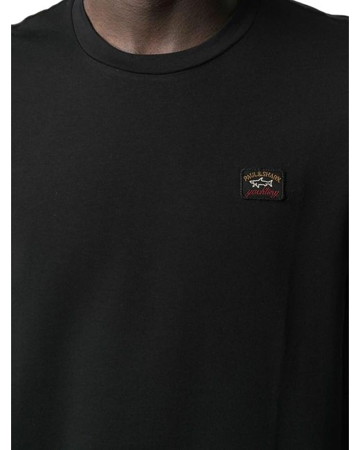 T-shirt con patch logo di Paul & Shark in Black da Uomo