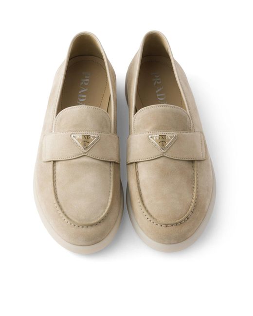 Prada White Suede Loafers for men
