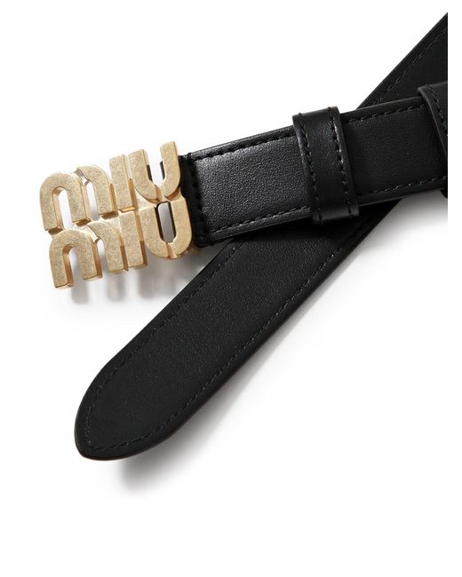 Miu Miu Black City Leather Belt