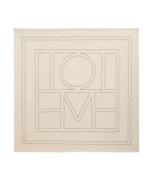 Totême Natural Silk Scarf With Monogram Embroidery