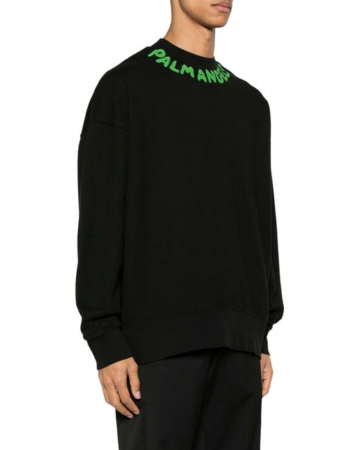 Palm Angels Black Round Neck Sweatshirt for men