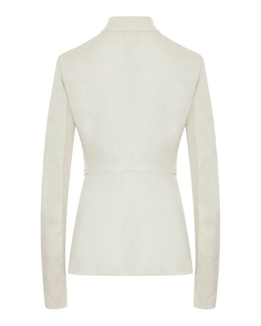 Rick Owens White Nappa Blazer With Stretch Cotton Inserts
