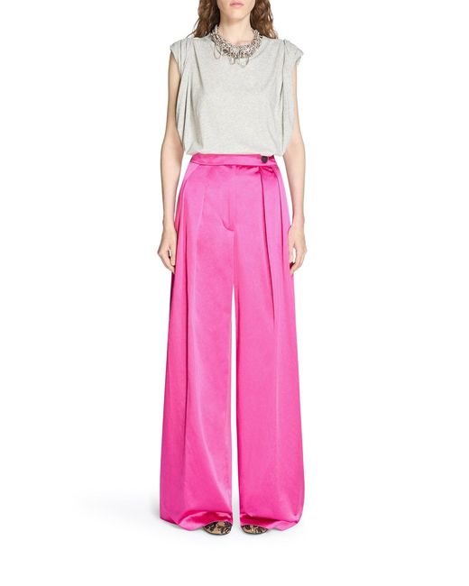 Dries Van Noten Pink Wide Trousers With Pleated Pants