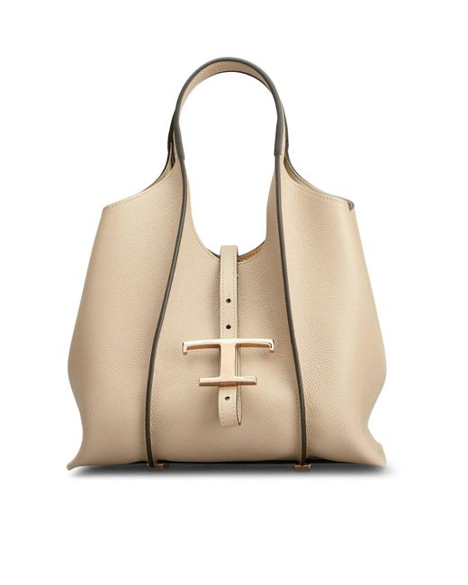 Borsa shopping t timeless in pelle mini di Tod's in Natural