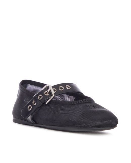 Miu Miu Multicolor Mesh Ballerinas With Leather Buckle