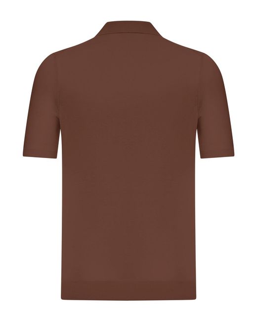 Nome G Brown Silk V-neck Polo Shirt for men