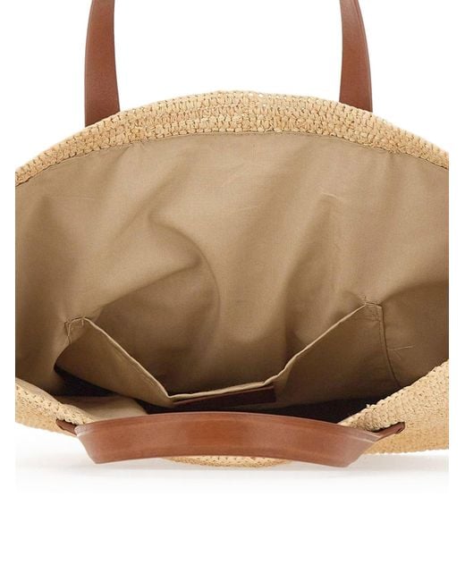 Sovani X Dragon Diffusion Natural Sacha Raffia Handbag With Leather Inserts