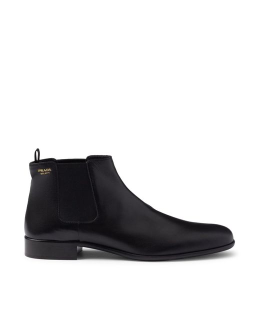 Prada Black Leather Ankle Boots