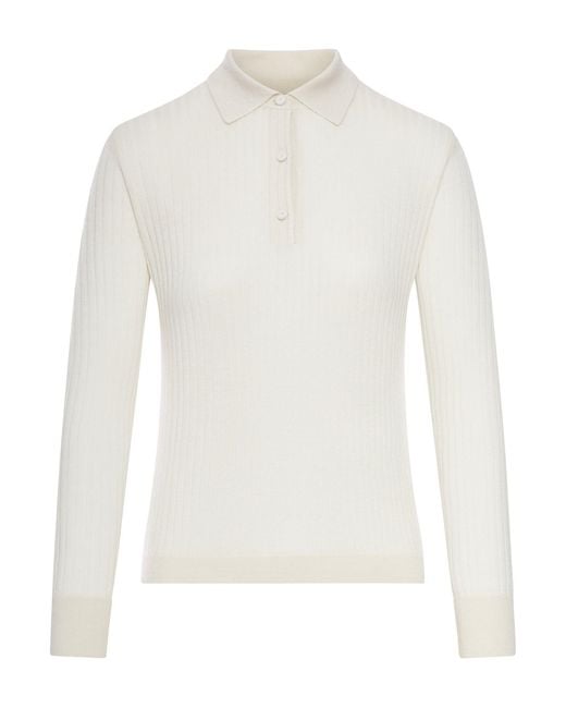 Max Mara Pure White Gitano Cashmere Pullover