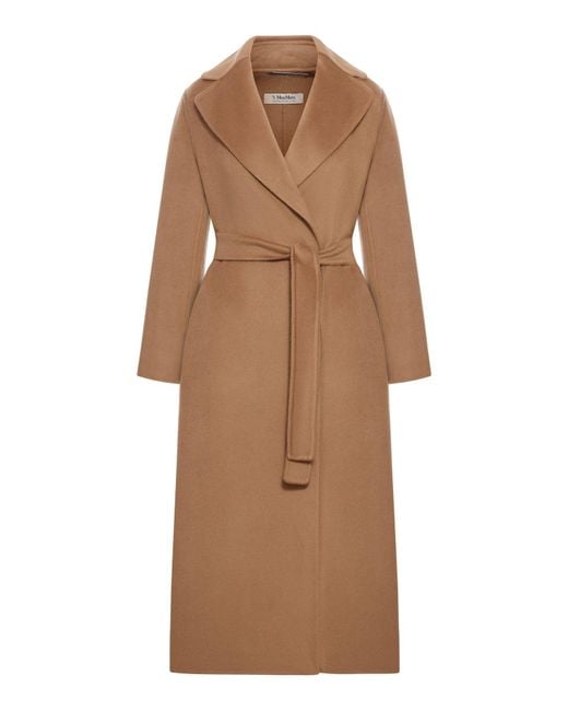 Max Mara Brown Wool Drap Robe Coat