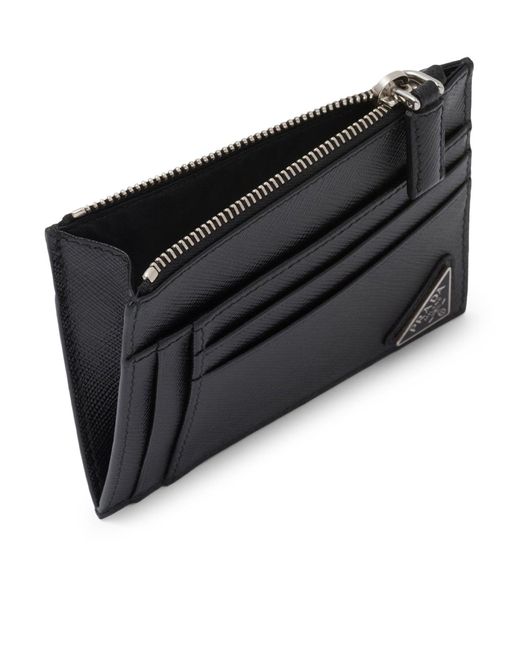 Prada Black Saffiano Leather Card Holder for men