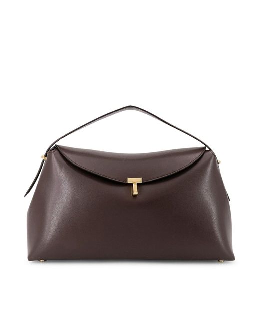 Totême Brown T-Lock Leather Shoulder Bag