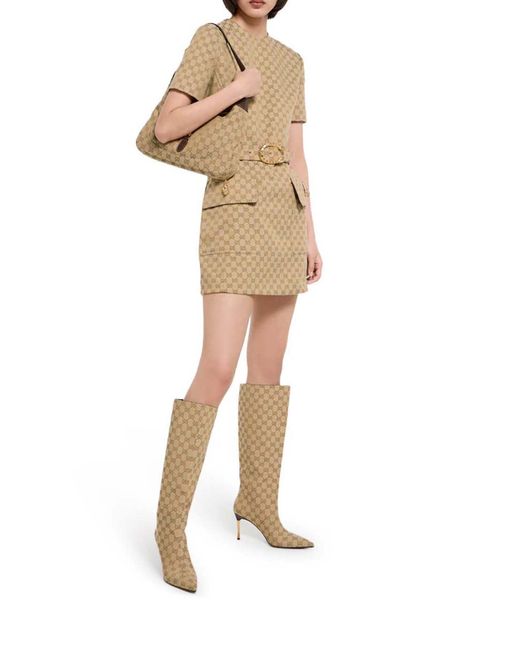 Gucci White Gg Fabric Bombshell Boots